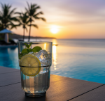 תקריב על כוס LinQ עשויה זכוכית Duratuff חזקה, המציגה את החיתוך המעודן סביב הכוס. מתאימה למשקאות קצרים.