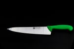 סכין מטבח משוננת Sico Ergoline 20 ס"מ, להב נירוסטה, ידית ירוקה ארגונומית ואנטי-בקטריאלית.