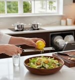 פומפיית Pujadas מנירוסטה עמידה, עם ידית שחורה, מוכנה לשימוש במטבח הביתי או המקצועי, צולמה על רקע לבן.