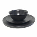 סט צלחות מערכת אוכל פיוז'ן שחור (מט) 18 חלקים