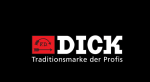 לוגו DICK בצבע לבן על רקע שחור, עם הכיתוב F. DICK וצורת יהלום מעל.
