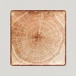 צלחת פורצלן מרובעת דמוי עץ חום קוטר 30 ס"מ RAK