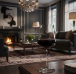 כוסות יין SPIEGELAU Definition (גובה 24.5 ס"מ) עם רגל גבוהה, המיועדות ליינות בורדו אדומים, מוצגות על דלפק בר יוקרתי.