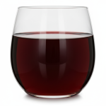 כוס Libbey Stemless אוניברסלית מלאה ביין אדום, מדגישה את הבסיס העבה והעיצוב המודרני והעמיד.