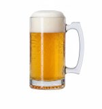 כוס בירה גבוהה עם עיטורי זכוכית בחלק התחתון ופיית שתייה רחבה, מבית Libbey.