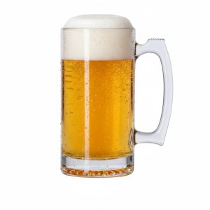 כוס בירה גבוהה עם עיטורי זכוכית בחלק התחתון ופיית שתייה רחבה, מבית Libbey.