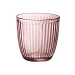 כוס זכוכית פסים ורודה בודדת מבית Bormioli Rocco, תוצרת איטליה לשתייה קלה
