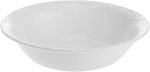 סט צלחות Corelle Bella Faenza לבן, עם תבליט פרחים רומנטי, ערוך לשולחן אירוח.