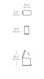 ⁦פח דוושה יוקרתי מנירוסטה - 10 ל' כולל 60 שקיות תואמות⁩ – תמונה ⁦3⁩