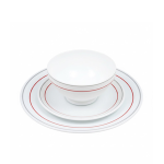 סט צלחות ארקורוק לבן עם פס אפור ואדום – 18 חלקים מזכוכית מחוסמת.