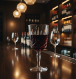 כוס קריסטל יוקרתית Noblesse על רקע בהיר, חיתוך יהלום קלאסי משקף אור.