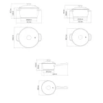 סט 3 כלי בישול נירוסטה Tramontina (16, 20, 24 ס"מ) עם מכסי זכוכית, מונח על כיריים, מדגים תחתית Tri-Ply.