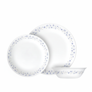 סט Corelle Lilac Blush 3 חלקים - צלחות וקערה עם פרחי לילך סגולים.