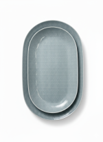 מגשי פורצלן אובליים לבנים להגשה (סט 2 יחידות).