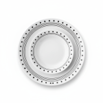 לחת Corelle City Block המדגיש את המראה הנועז והעכשווי של הדוגמה בשחור-לבן.