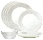 סט כלי אוכל Corelle Knox קל משקל וחסכוני במקום. הכלים בטוחים לשימוש במדיח, מיקרוגל ופלטת שבת.