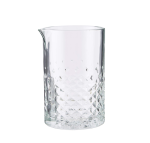 תקריב על דוגמת הזכוכית המפוסלת המעניקה לכוס הערבוב מראה קריסטלי.