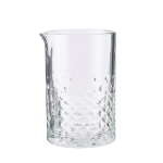 תקריב על דוגמת הזכוכית המפוסלת המעניקה לכוס הערבוב מראה קריסטלי.