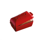 אופה לחם מלבני Emile Henry סגור, קרמיקה חומה כהה, המדגים את צורת הכיכר המושלמת ואת מכסה האפייה הכיפתי.