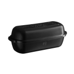 אופה לחם מלבני גדול Emile Henry בצבע שחור מט, סגור, המדגים את קיבולת ה-1.5 ק"ג ואת העיצוב המרשים של המהדורה המוגבלת.