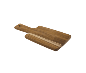 קרש חיתוך והגשה 30x15 ס"מ מעץ טיק ברזילאי של Tramontina, עם ידית נוחה.