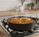 סיר AMT Gastroguss מקצועי עם מכסה, בעל ציפוי Lotan® נון-סטיק לבישול בריא וללא הדבקות.