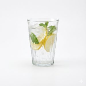 כוס Duralex עם משקה קר וקרח, עמידה וצלולה.