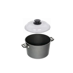 סיר AMT Gastroguss עמוק עם מכסה, עשוי אלומיניום יצוק עמיד וכולל ציפוי Lotan® נון-סטיק.