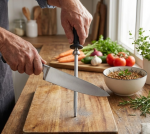 כלי להשחזת סכיני שף NIROSTA גרמניה, מוט פלדה ארוך במיוחד (26 ס"מ) לתחזוקה ויישור הלהב