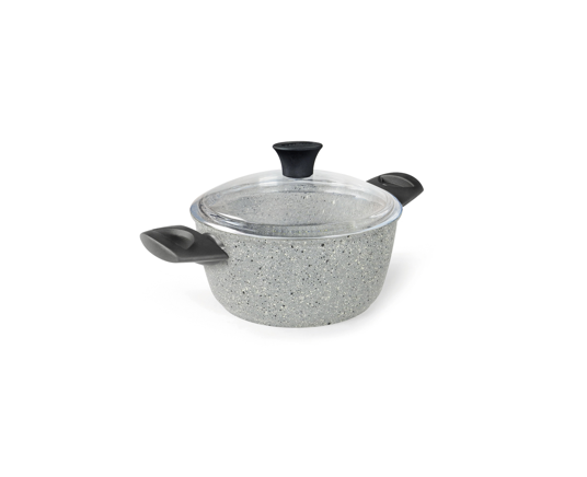 פנים הסיר עם ציפוי Magma-Tech Plus מינרלי למניעת הידבקות בבישול סיר בישול 24 ס"מ מסדרת Dura Induction של המותג האיטלקי Flonal.