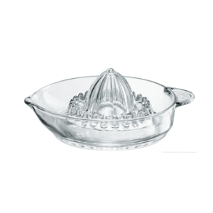 מסחטת הדרים מזכוכית שקופה ועבה מבית Borgonovo דגם Tidone עם ידית אחיזה צדדית.