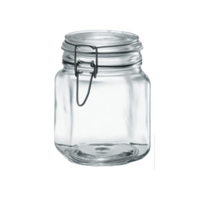 צנצנת זכוכית 1 ליטר ייעודית להכנת חמוצים עם סגירה הרמטית.