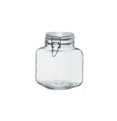 כלי אחסון זכוכית 2 ליטר עם סגירת קליפס לאחסון פסטה וקטניות. צנצנת עם סגירה הרמטית בנפח 2 ליטר מבית Borgonovo – תמונה 1