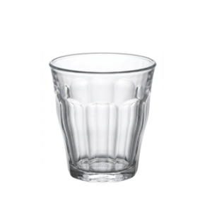 כוס זכוכית נמוכה 160 מ"ל דגם Picardie של המותג Duralex, מתאימה לאספרסו ארוך או לילדים.