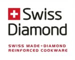לוגו Swiss Diamond עם סמל דגל שווייץ והכיתוב: Swiss Made + Diamond Reinforced Cookware