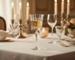 אווירת אירוח יוקרתית עם כוסות יין קריסטל l9744 בארוחת ערב.