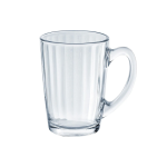 מאג זכוכית שקופה מדגם Arcoroc Fitness בעיצוב פסים אנכיים.