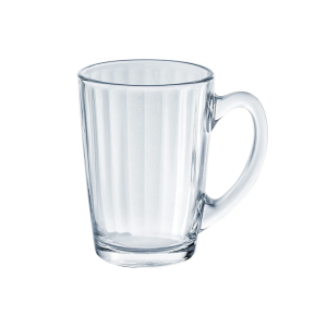 מאג זכוכית שקופה מדגם Arcoroc Fitness בעיצוב פסים אנכיים.