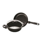 סט כלי בישול אינדוקציה Swiss Diamond XD הכולל מחבת וסיר סוטאז' בקוטר 24 ס"מ.