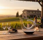 הגשת יין אלגנטית בערב חגיגי עם דקנטר הקריסטל הגבוה של שפיגלאו.