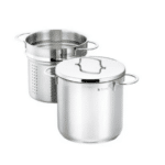 סיר פסטה גבוה מסדרת WMF Mini בקוטר 18 ס"מ עומד על משטח עבודה.